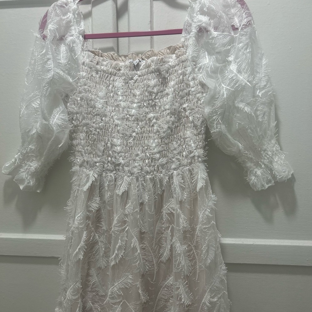 Baltic Born Paloma Ivory Feather-Textured Dress - Picture 5 of 7